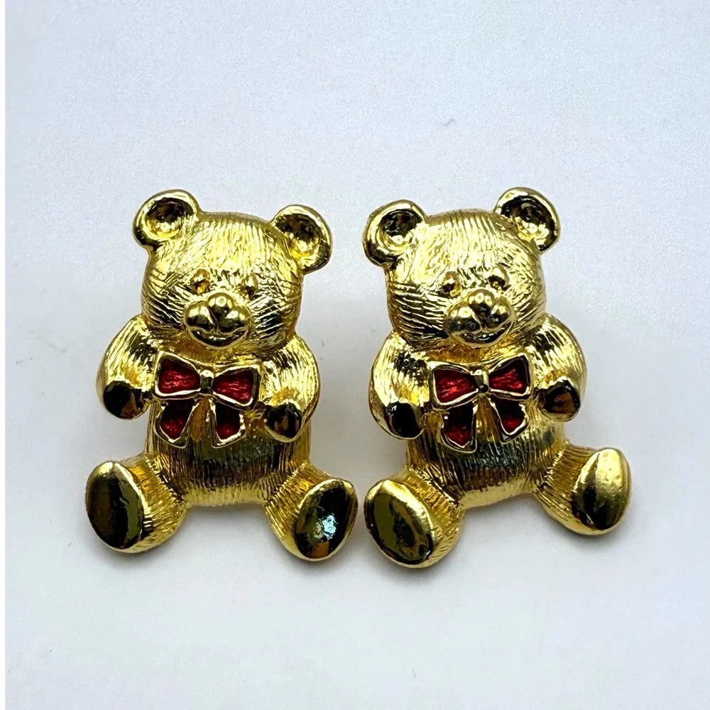 Vintage Avon Teddy Bear Earrings 1998 –‎ Collectible Jewelry - Original Box